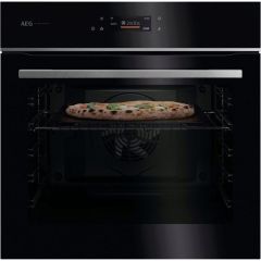 AEG GX7PB63FSB 59.6cm Built In Electric Single Oven - Gloss Black with Steel Trim