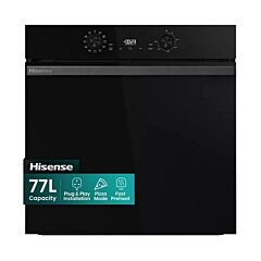 Hisense BI622ABPGUK Built In Electric Single Steam, Plug & Play Oven - Jet Black