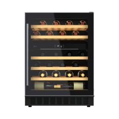 Hoover HWCB60UK/N 60 Cm Wine Cooler, 46 Bottles, Dual Zone, Black With Slim Stainless Steel Frame