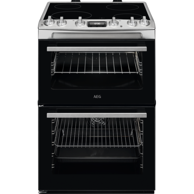 AEG CCX6530ACM 60cm Double Oven Electric Cooker with Ceramic Hob - Stainless Steel