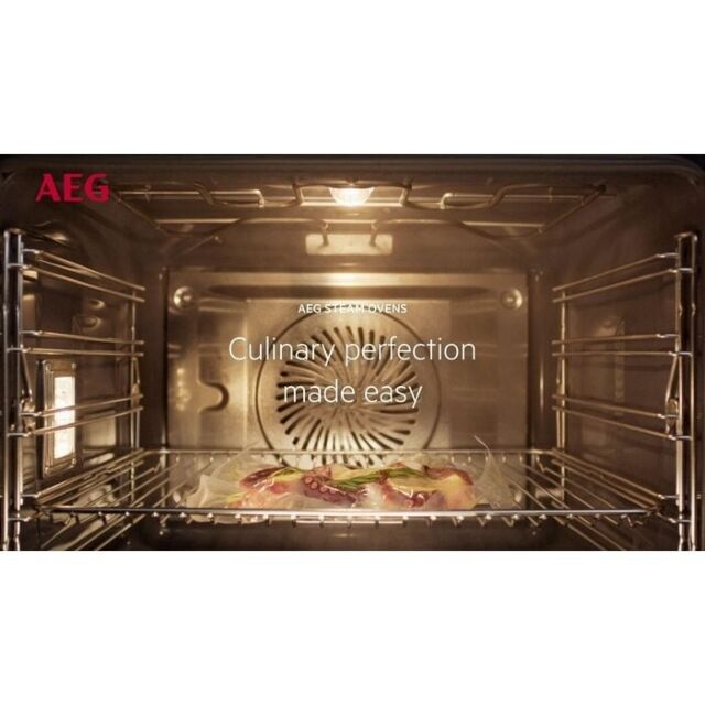 AEG GA5CB50FAB 59.5cm Built In Electric Single Oven - Gloss Black with Steel Trim