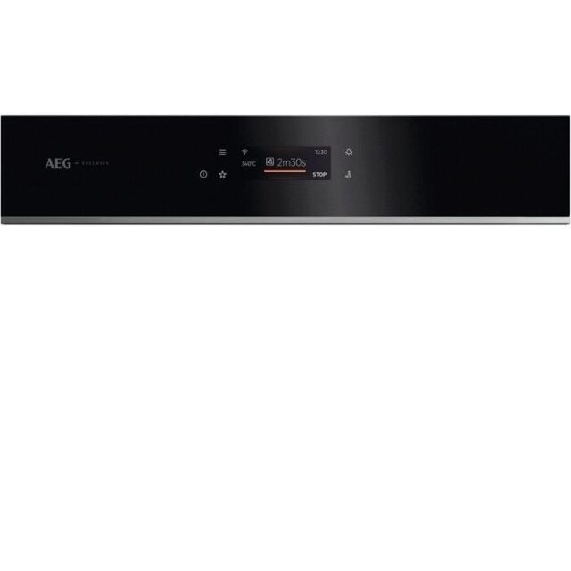 AEG GX7PB63FSB 59.6cm Built In Electric Single Oven - Gloss Black with Steel Trim