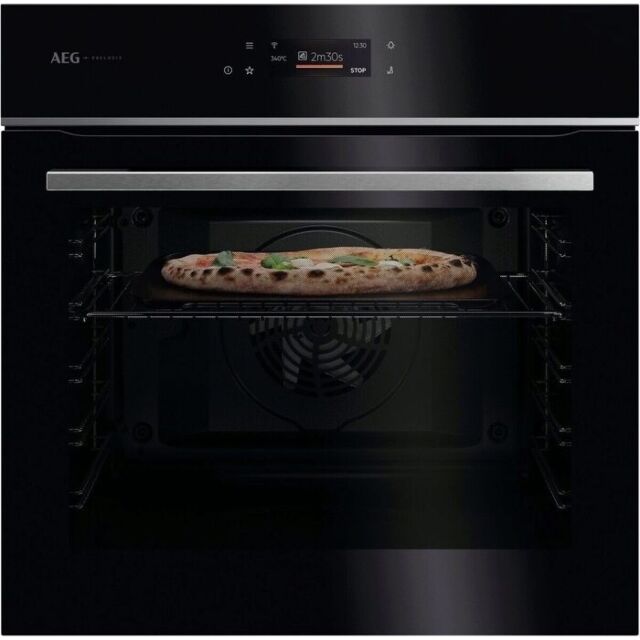 AEG GX7PB63FSB 59.6cm Built In Electric Single Oven - Gloss Black with Steel Trim