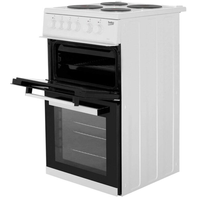 Beko KD533AW 50Cm Twin Cavity Cooker (Solid Plate/Fan Oven)