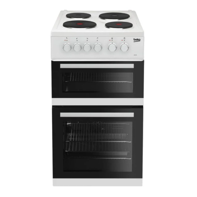 Beko KD533AW 50Cm Twin Cavity Cooker (Solid Plate/Fan Oven)