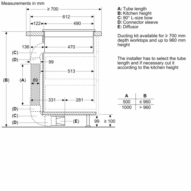 Bosch PVS611B16E 60cm Induction Hob with Ventilation