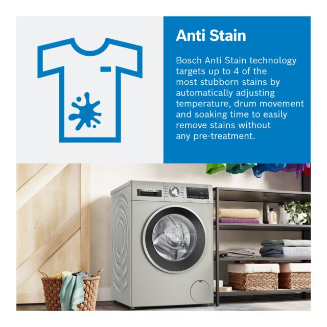 Bosch WGG254ZSGB 10kg 1400 Spin Washing Machine - Silver Inox