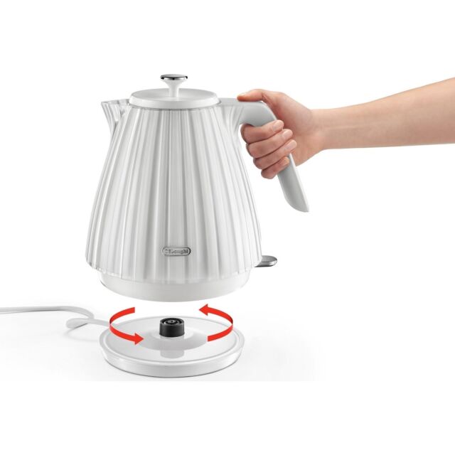 DELONGHI KBD3001W 1.7 Litre Capacity Ballerina Cordless Jug Kettle