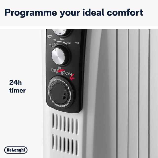 DELONGHI TRD40820T 2kw Dragon 3 Oil Filled Radiator With Timer