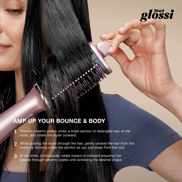 Shark HT302UKPK Glossi 2-in-1 Hot Tool and Air Glosser Brush - Pink