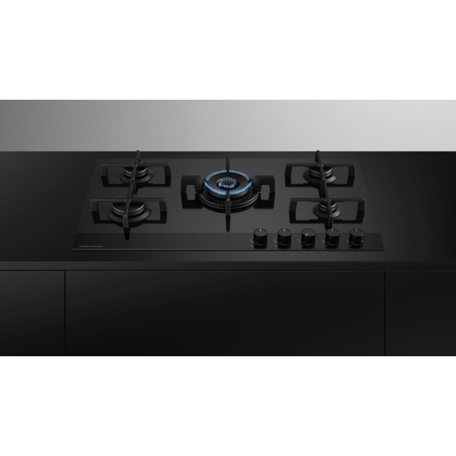 Fisher & Paykel 90cm Black Glass Gas Hob with 3 Burners