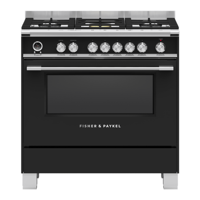 Fisher & Paykel 90cm Dual Fuel Cooker in Black Finish