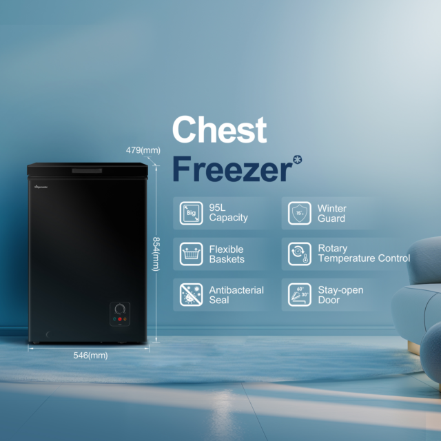 Fridgemaster MCF96EB 95L Black Chest Freezer