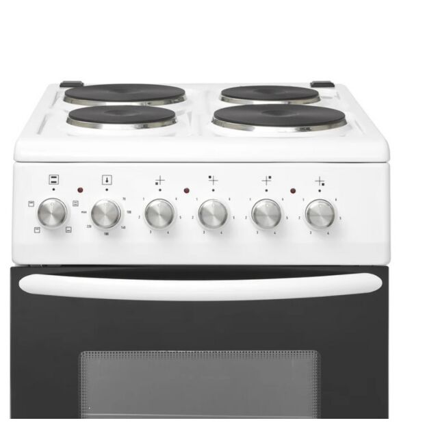 HADEN HES051W 50cm Single Oven Electric Cooker with Sealed Plate Hob - White