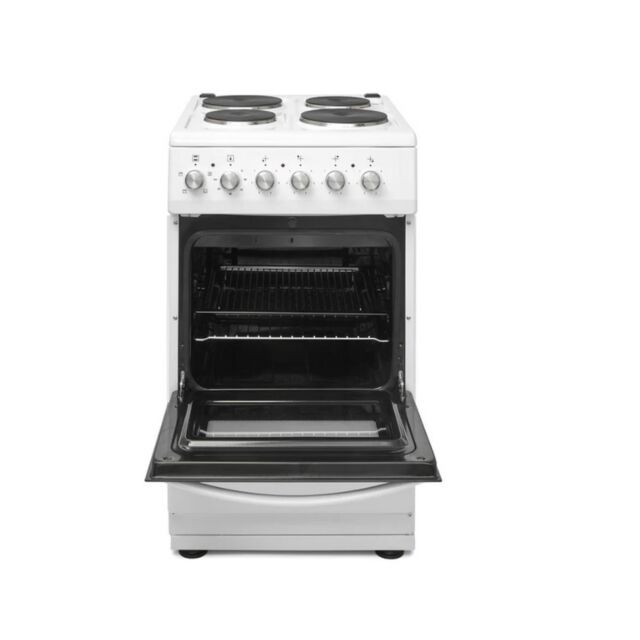 HADEN HES051W 50cm Single Oven Electric Cooker with Sealed Plate Hob - White