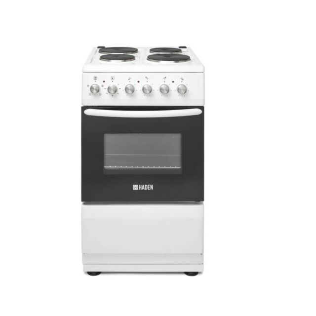 HADEN HES051W 50cm Single Oven Electric Cooker with Sealed Plate Hob - White