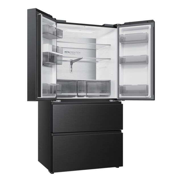 Haier HFR59F18CWMB French Door Style Fridge Freezer - Black
