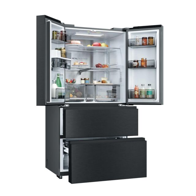Haier HFR59F18CWMB French Door Style Fridge Freezer - Black