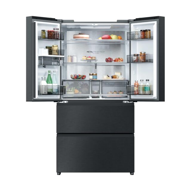 Haier HFR59F18CWMB French Door Style Fridge Freezer - Black