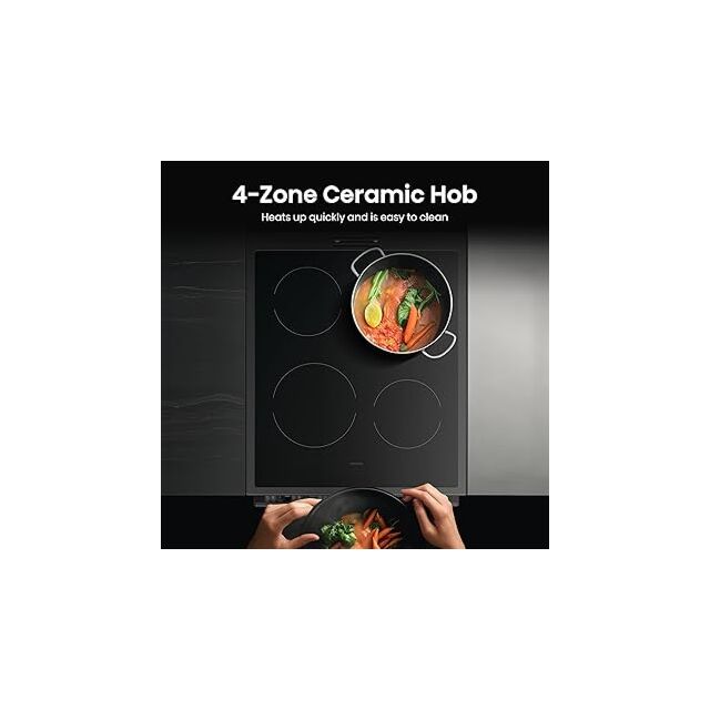 Hisense HDCEC5C10B 50cm Double Oven Electric Cooker with Ceramic Hob - Black