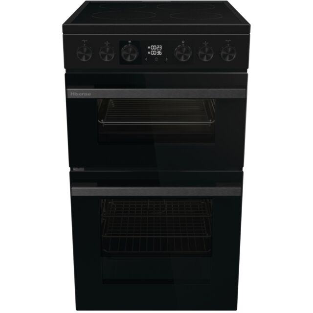Hisense HDCEC5C10B 50cm Double Oven Electric Cooker with Ceramic Hob - Black