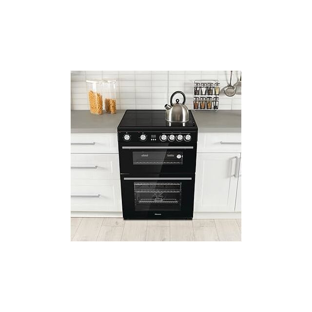 Hisense HDE3211BBUK 60cm Double Oven Electric Cooker with Ceramic Hob - Black