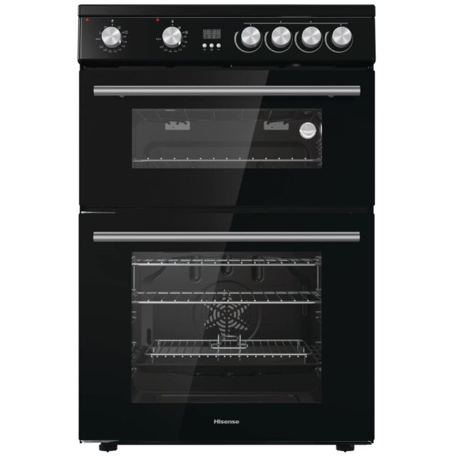Hisense HDE3211BBUK 60cm Double Oven Electric Cooker with Ceramic Hob - Black