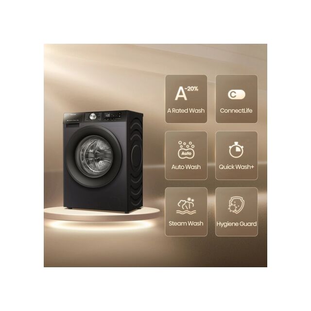 Hisense WF3S1043BB3 10.5kg 1400 Spin Steam Washing Machine - Black