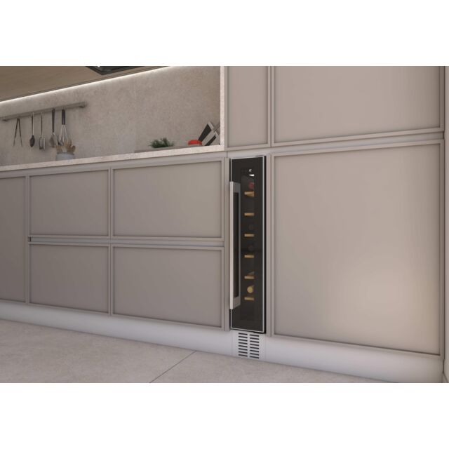 Hoover HWCB15UK 15 Cm Wine Cooler, 7 Bottles, Black With Slim Stainless Steel Frame