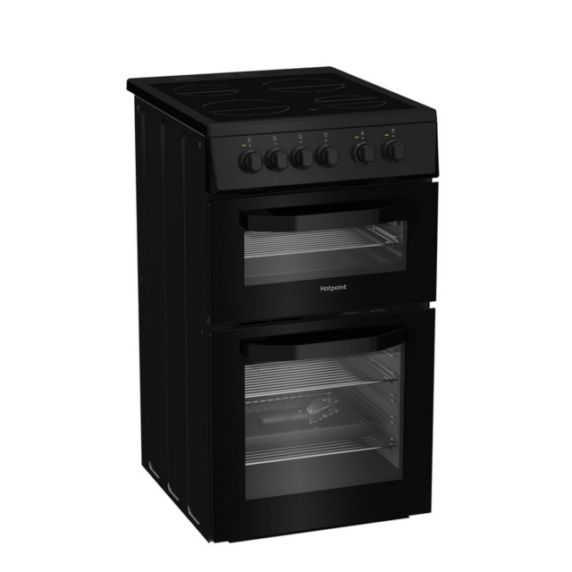 Hotpoint HTE5VCB Double Oven Electric Cooker 50cm Black