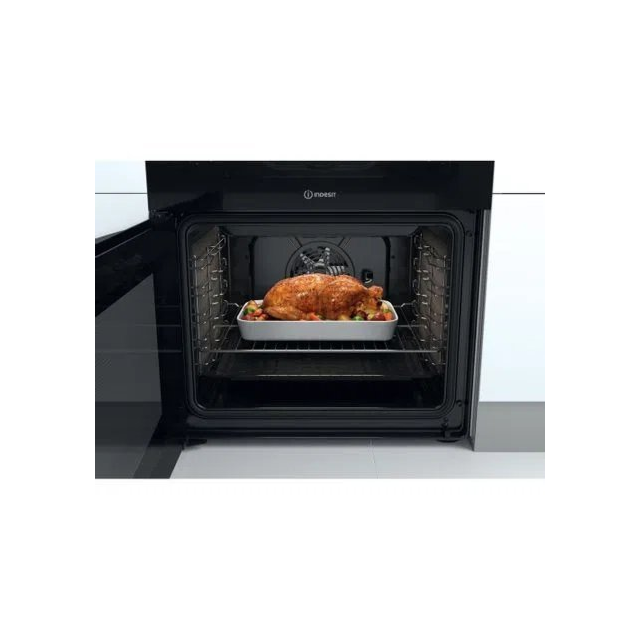 Indesit ID67V9HCXUK 60cm Double Oven Electric Cooker with Ceramic Hob - Stainless Steel