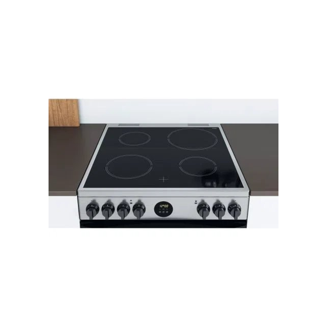 Indesit ID67V9HCXUK 60cm Double Oven Electric Cooker with Ceramic Hob - Stainless Steel
