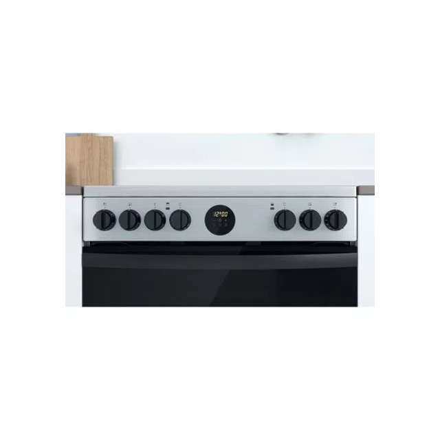 Indesit ID67V9HCXUK 60cm Double Oven Electric Cooker with Ceramic Hob - Stainless Steel