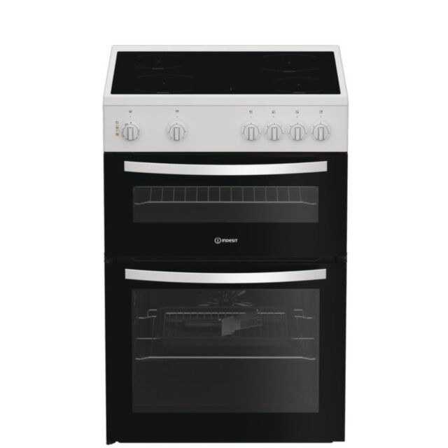 INDESIT ITE6VMW 60cm Electric Twin Cooker with Ceramic Hob - White