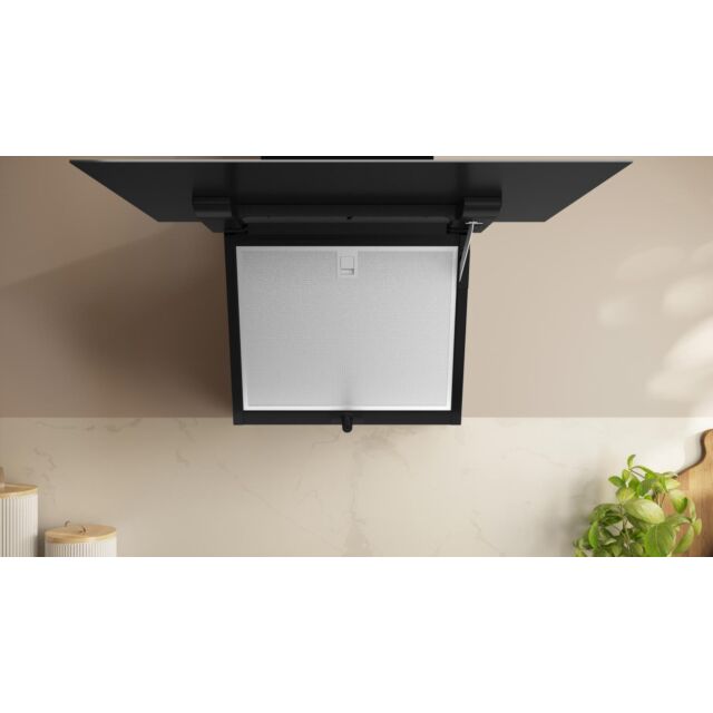 Neff D65IFN1S0B N 50, Wall-Mounted Cooker Hood, 60 Cm, Clear Glass Black Printed, Black