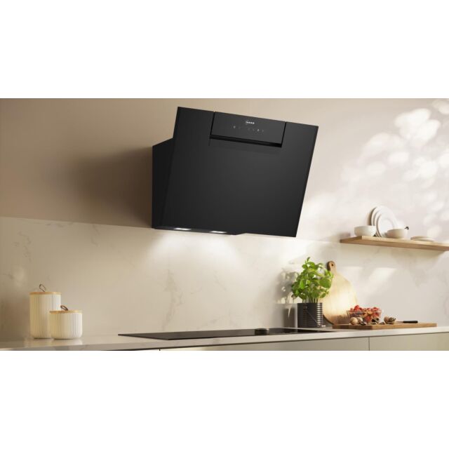 Neff D65IFN1S0B N 50, Wall-Mounted Cooker Hood, 60 Cm, Clear Glass Black Printed, Black