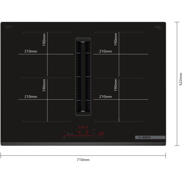 Bosch PVQ731H26E Series 6, Induction Hob With Integrated Ventilation System, 70 Cm, Surface Mount Wi