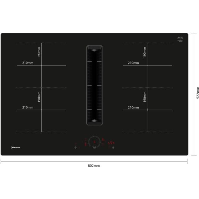 Neff V58NHQ4L0 N 70, Induction Hob With Integrated Ventilation System, 80 Cm, Surface Mount Without 