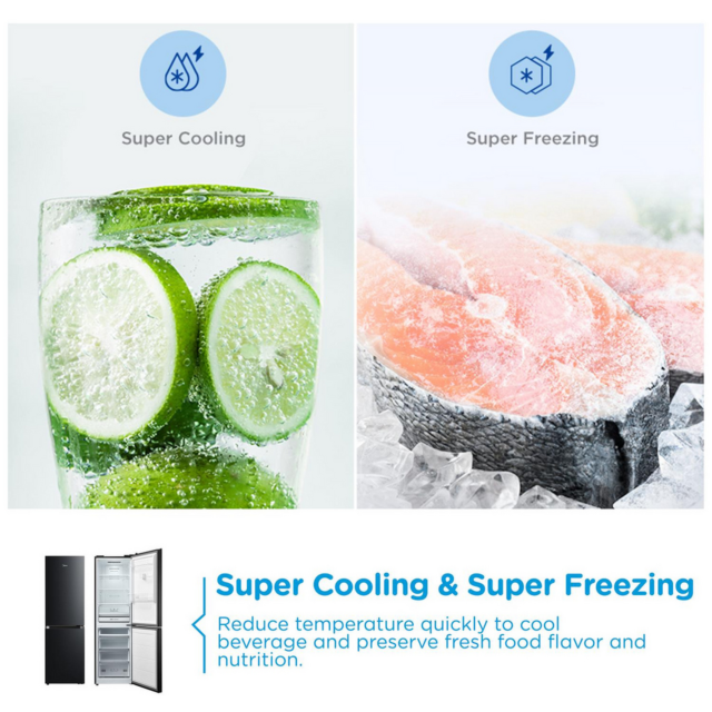 Midea MDRB379FGD30 60/40 No Frost Fridge Freezer Black