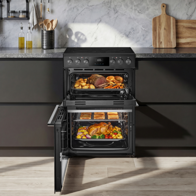 Midea MFO24EME4R118-BK 60cm Double Oven Cooker Black
