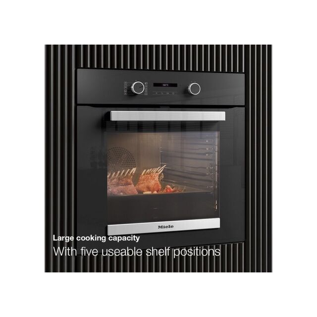 Miele H 2465 BP 59.5cm Built In Electric Single Oven - Black & Stainless Steel