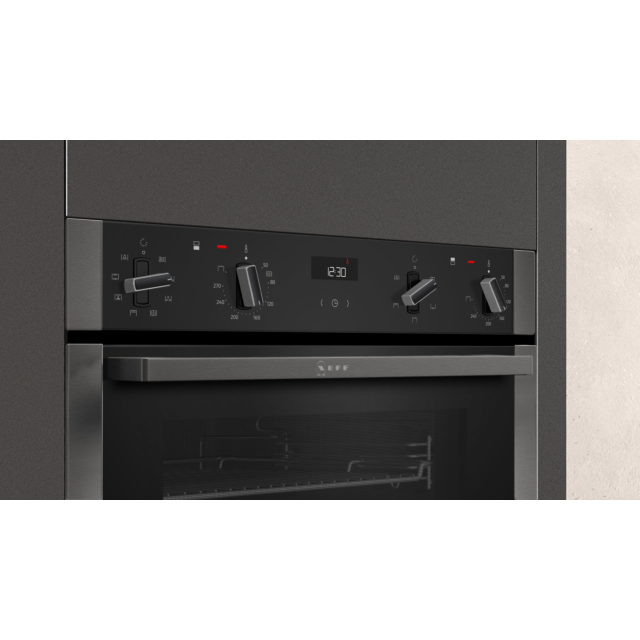 ** FREE INSTALL** Neff U1ACE2HG0B Neff U1ACE2HG0B 59.4cm Built In Electric Double Oven - Black with Graphite Trim
