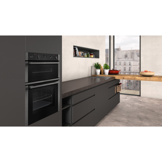 ** FREE INSTALL** Neff U1ACE2HG0B Neff U1ACE2HG0B 59.4cm Built In Electric Double Oven - Black with Graphite Trim