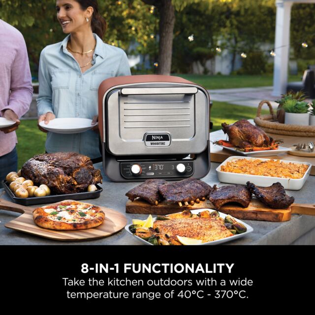 Ninja OO101UK Ninja Woodfire Outdoor Oven, Artisan Pizza Maker and BBQ Smoker - Terracotta/Steel