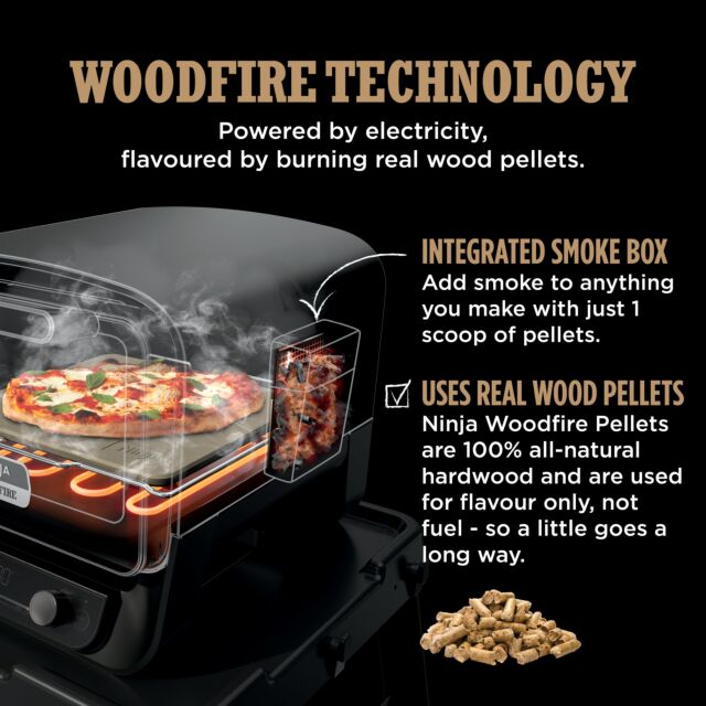 Ninja OO101UK Ninja Woodfire Outdoor Oven, Artisan Pizza Maker and BBQ Smoker - Terracotta/Steel