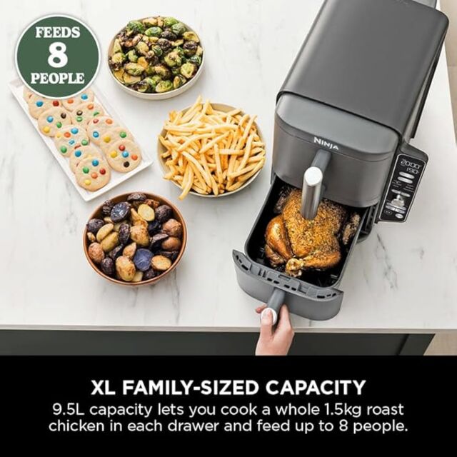 Ninja SL400UKGREY Double Stack XL 2-Drawer 9.5L Air Fryer - Grey