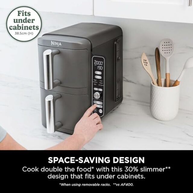 Ninja SL400UKGREY Double Stack XL 2-Drawer 9.5L Air Fryer - Grey