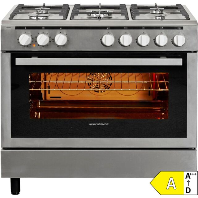 Nordmende CSG92IX 90cm Dual Fuel Range 105 Litre Cooker Stainless Steel (LPG Jets Included) 