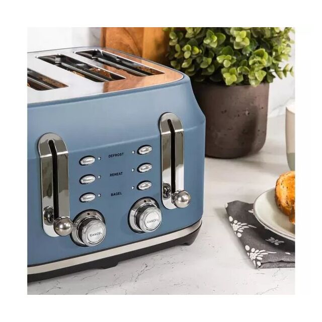 ***Ex Display*** Rangemaster Rmcl4s201sb 4 Slice Toaster - Stone Blue
