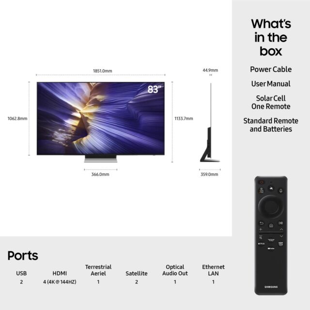 Samsung QE83S90FAEXXU 83inch 4K OLED Smart AI TV